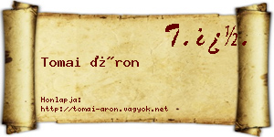 Tomai Áron névjegykártya